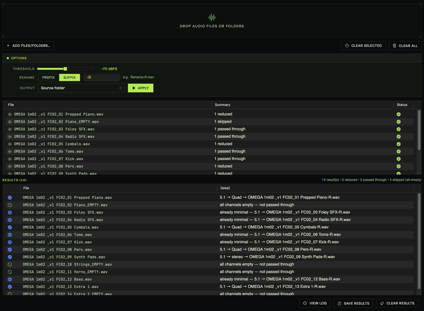 Multi-channel Refine dropping empty channels from multi-channel audio files while preserving pan positions